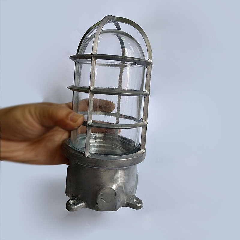 Contemporary Industrial Waterproof Aluminum Alloy Glass Cylinder Cage 1-Light Semi-Flush Mount Ceiling Light For Outdoor Patio Lumendat