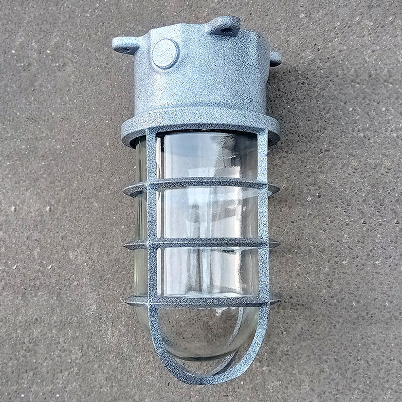 Contemporary Industrial Waterproof Aluminum Alloy Glass Cylinder Cage 1-Light Semi-Flush Mount Ceiling Light For Outdoor Patio Lumendat