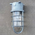 Contemporary Industrial Waterproof Aluminum Alloy Glass Cylinder Cage 1-Light Semi-Flush Mount Ceiling Light For Outdoor Patio Lumendat