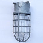 Contemporary Industrial Waterproof Aluminum Alloy Glass Cylinder Cage 1-Light Semi-Flush Mount Ceiling Light For Outdoor Patio Lumendat