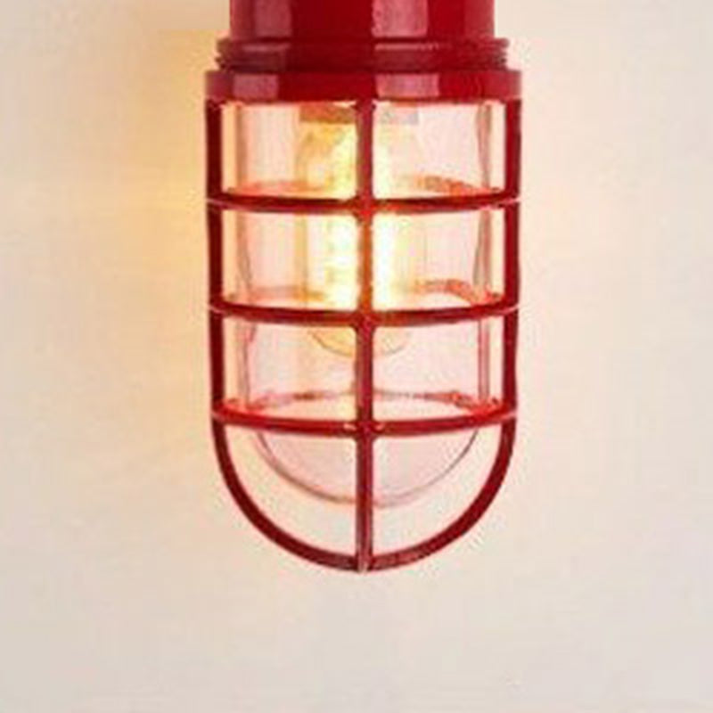Contemporary Industrial Waterproof Aluminum Alloy Glass Cylinder Cage 1-Light Semi-Flush Mount Ceiling Light For Outdoor Patio Lumendat