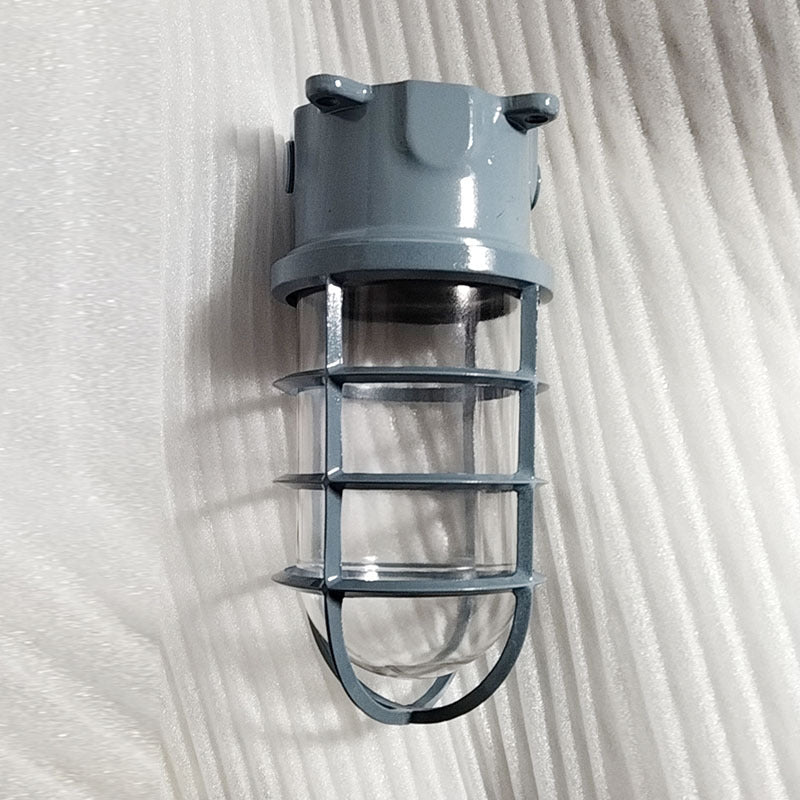 Contemporary Industrial Waterproof Aluminum Alloy Glass Cylinder Cage 1-Light Semi-Flush Mount Ceiling Light For Outdoor Patio Lumendat