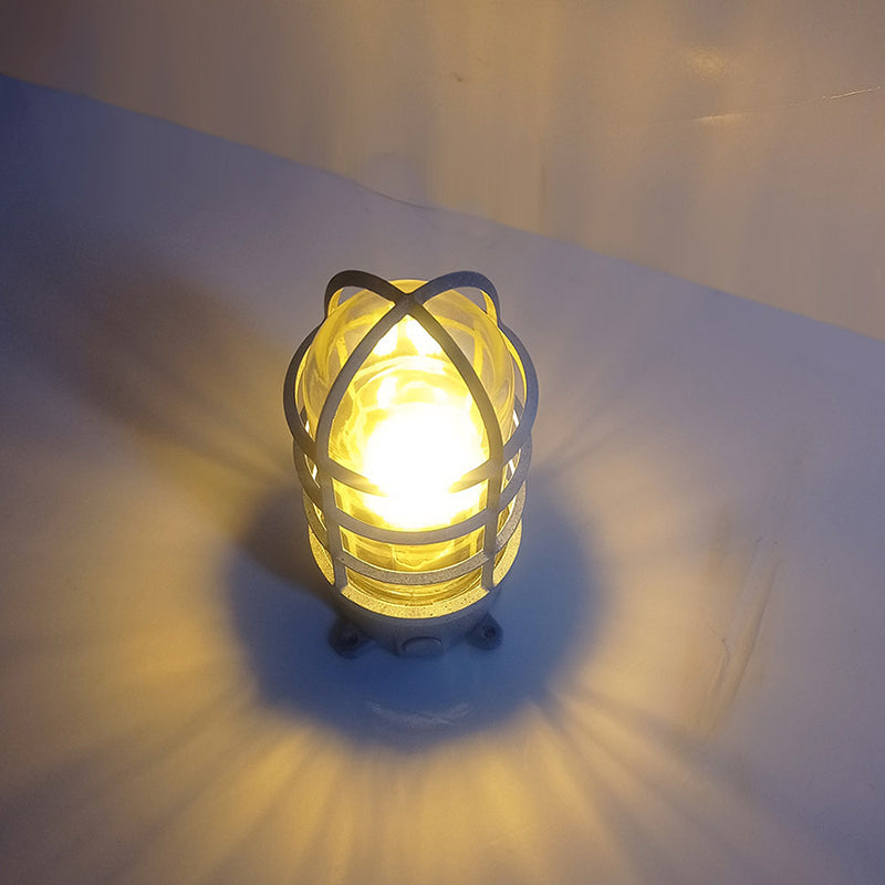 Contemporary Industrial Waterproof Aluminum Alloy Glass Cylinder Cage 1-Light Semi-Flush Mount Ceiling Light For Outdoor Patio Lumendat