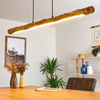 Traditional Farmhouse Wood Acrylic Strip LED Chandeliers Island Light for Dining Room Lumendat