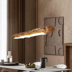 Traditional Farmhouse Wood Acrylic Strip LED Chandeliers Island Light for Dining Room Lumendat