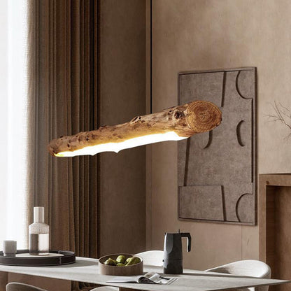 Traditional Farmhouse Wood Acrylic Strip LED Chandeliers Island Light for Dining Room
