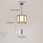 Traditional Chinese Oak Zinc Alloy Acrylic Cylinder Pattern 1/3/6 Light Pendant Light For Dining Room