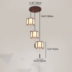 Traditional Chinese Oak Zinc Alloy Acrylic Cylinder Pattern 1/3/6 Light Pendant Light For Dining Room