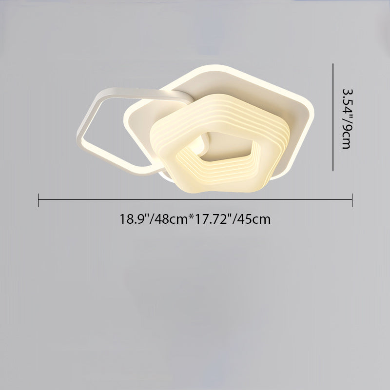 Contemporary Nordic Metal Pe Flower Triangle Round LED Flush Mount Ceiling Light for Bedroom