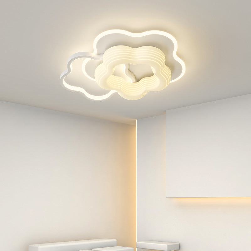Contemporary Nordic Metal Pe Flower Triangle Round LED Flush Mount Ceiling Light for Bedroom
