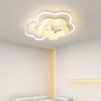 Contemporary Nordic Metal Pe Flower Triangle Round LED Flush Mount Ceiling Light for Bedroom