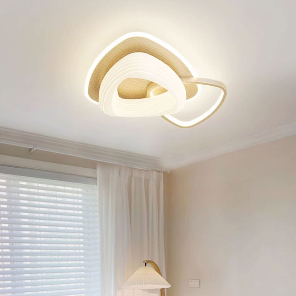 Contemporary Nordic Metal Pe Flower Triangle Round LED Flush Mount Ceiling Light for Bedroom