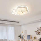 Contemporary Nordic Metal Pe Flower Triangle Round LED Flush Mount Ceiling Light for Bedroom