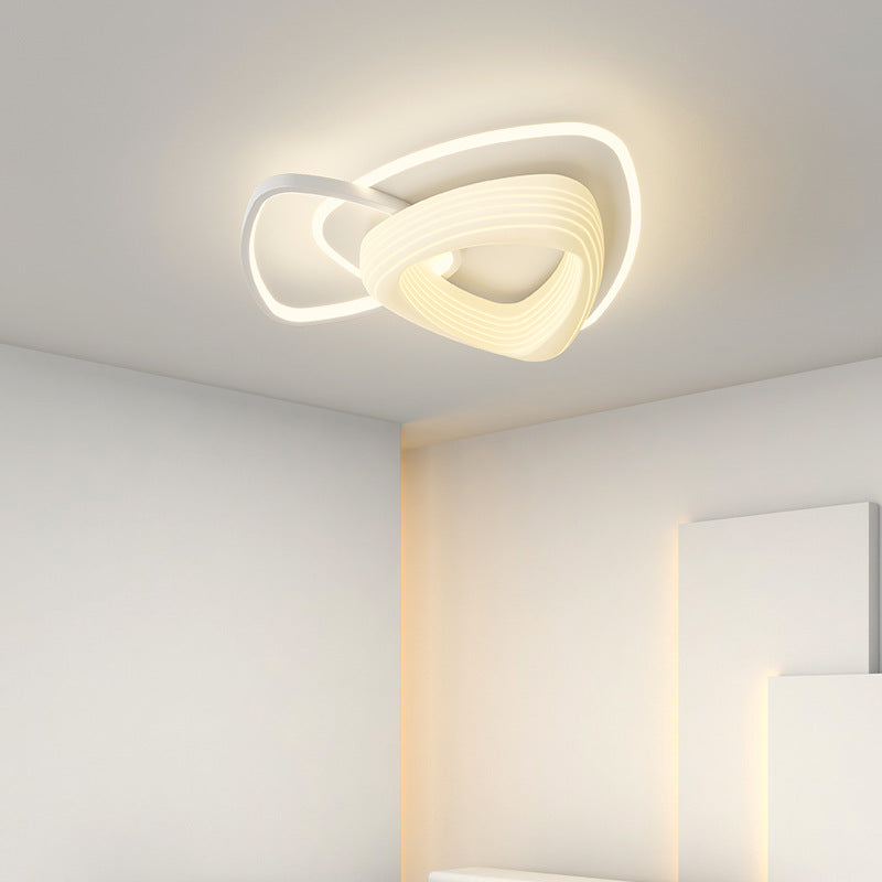 Contemporary Nordic Metal Pe Flower Triangle Round LED Flush Mount Ceiling Light for Bedroom