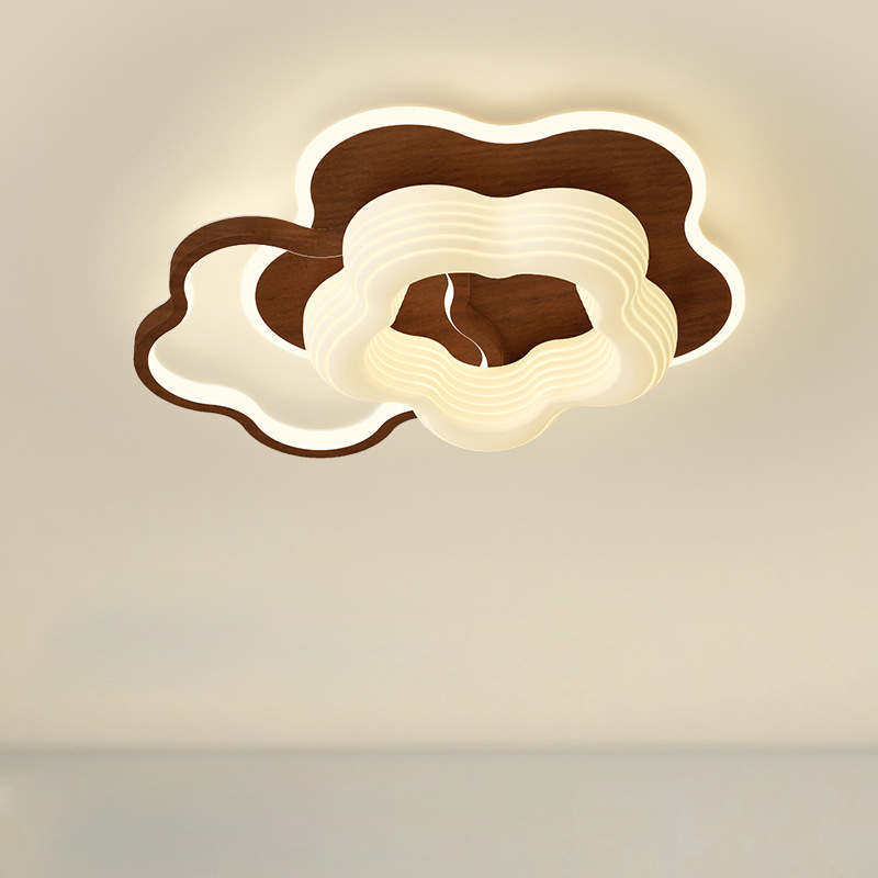 Contemporary Nordic Metal Pe Flower Triangle Round LED Flush Mount Ceiling Light for Bedroom