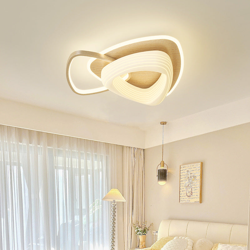 Contemporary Nordic Metal Pe Flower Triangle Round LED Flush Mount Ceiling Light for Bedroom