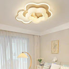 Contemporary Nordic Metal Pe Flower Triangle Round LED Flush Mount Ceiling Light for Bedroom