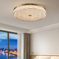 Contemporary Scandinavian Stainless Steel Iron Resin Round Crackle LED Flush Mount Ceiling Light For Bedroom