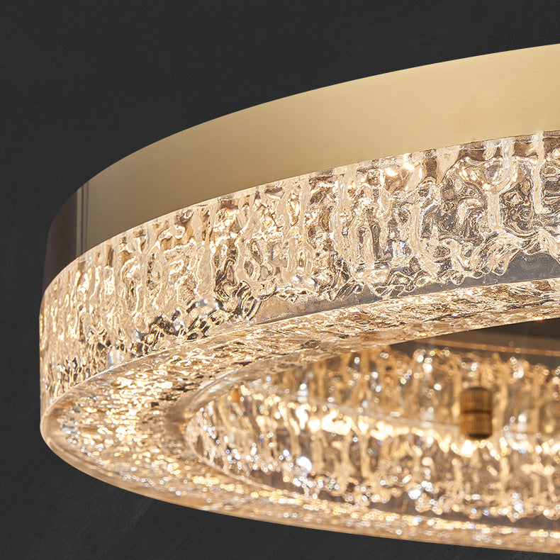 Modern Simplicity Stainless Steel Resin Round Ripple LED Flush Mount Ceiling Light for Bedroom