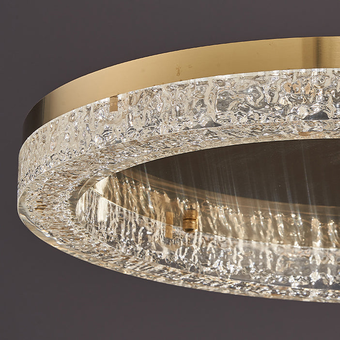 Modern Simplicity Stainless Steel Resin Round Ripple LED Flush Mount Ceiling Light for Bedroom