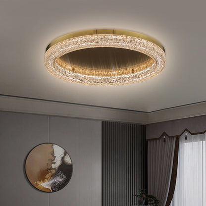Modern Simplicity Stainless Steel Resin Round Ripple LED Flush Mount Ceiling Light for Bedroom