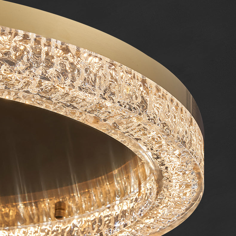 Modern Simplicity Stainless Steel Resin Round Ripple LED Flush Mount Ceiling Light for Bedroom