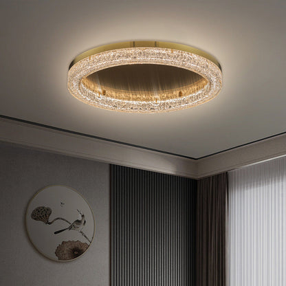 Modern Simplicity Stainless Steel Resin Round Ripple LED Flush Mount Ceiling Light for Bedroom