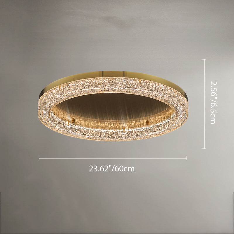 Modern Simplicity Stainless Steel Resin Round Ripple LED Flush Mount Ceiling Light for Bedroom
