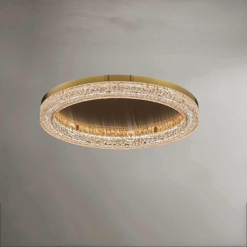 Modern Simplicity Stainless Steel Resin Round Ripple LED Flush Mount Ceiling Light for Bedroom