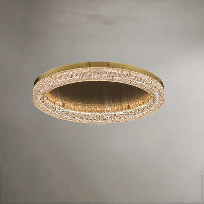 Modern Simplicity Stainless Steel Resin Round Ripple LED Flush Mount Ceiling Light for Bedroom