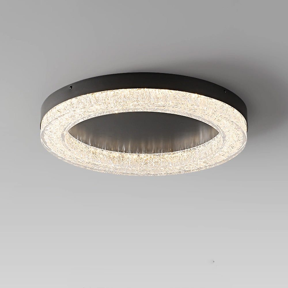 Modern Simplicity Stainless Steel Resin Round Ripple LED Flush Mount Ceiling Light for Bedroom