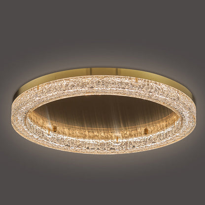 Modern Simplicity Stainless Steel Resin Round Ripple LED Flush Mount Ceiling Light for Bedroom