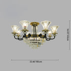Modern Luxury Iron Crystal Horn Cylinder 3/6/8/10/12 Light Semi-Flush Mount Ceiling Light For Living Room