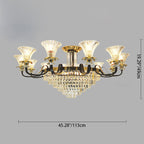 Modern Luxury Iron Crystal Horn Cylinder 3/6/8/10/12 Light Semi-Flush Mount Ceiling Light For Living Room