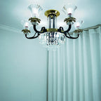 Modern Luxury Iron Crystal Horn Cylinder 3/6/8/10/12 Light Semi-Flush Mount Ceiling Light For Living Room