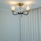 Modern Luxury Iron Crystal Horn Cylinder 3/6/8/10/12 Light Semi-Flush Mount Ceiling Light For Living Room
