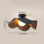Contemporary Scandinavian Iron Resin Lotus Leaf Wave 1-light Semi-flush Mount Ceiling Light for Hallway