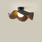 Contemporary Scandinavian Iron Resin Lotus Leaf Wave 1-light Semi-flush Mount Ceiling Light for Hallway