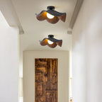 Contemporary Scandinavian Iron Resin Lotus Leaf Wave 1-light Semi-flush Mount Ceiling Light for Hallway