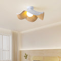 Contemporary Scandinavian Iron Resin Lotus Leaf Wave 1-light Semi-flush Mount Ceiling Light for Hallway