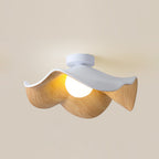Contemporary Scandinavian Iron Resin Lotus Leaf Wave 1-light Semi-flush Mount Ceiling Light for Hallway