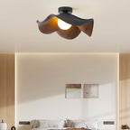 Contemporary Scandinavian Iron Resin Lotus Leaf Wave 1-light Semi-flush Mount Ceiling Light for Hallway