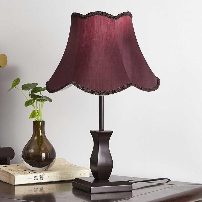 Contemporary Retro Wood Fabric Drum 1-Light Table Lamp For Bedside Lumendat