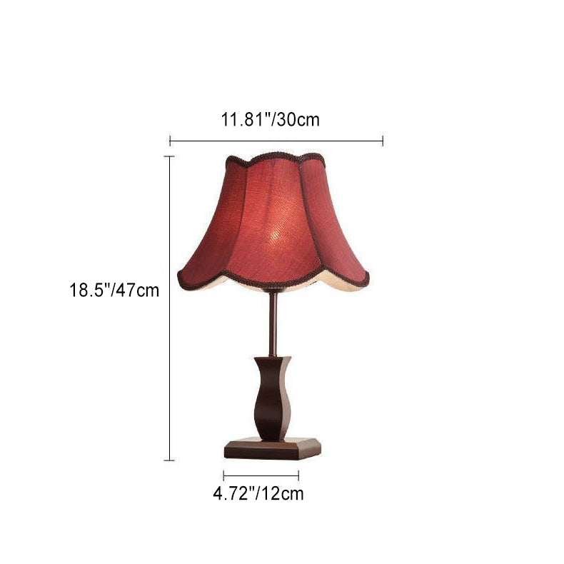 Contemporary Retro Wood Fabric Drum 1-Light Table Lamp For Bedside Lumendat