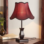 Contemporary Retro Wood Fabric Drum 1-Light Table Lamp For Bedside Lumendat