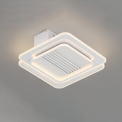 Modern Simplicity Iron Acrylic Aluminum Square Round LED Semi-Flush Mount Ceiling Bladeless Fan Light For Bedroom