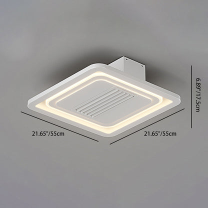 Modern Simplicity Iron Acrylic Aluminum Square Round LED Semi-Flush Mount Ceiling Bladeless Fan Light For Bedroom