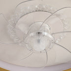 Modern Luxury Kids Round Crown Animal Acrylic ABS LED Flush Mount Ceiling Fan Light For Bedroom