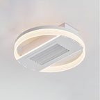 Modern Luxury Aluminum Iron Acrylic Round LED Semi-Flush Mount Leafless Ceiling Fan Light For Bedroom