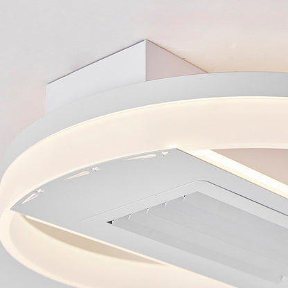 Modern Luxury Aluminum Iron Acrylic Round LED Semi-Flush Mount Leafless Ceiling Fan Light For Bedroom